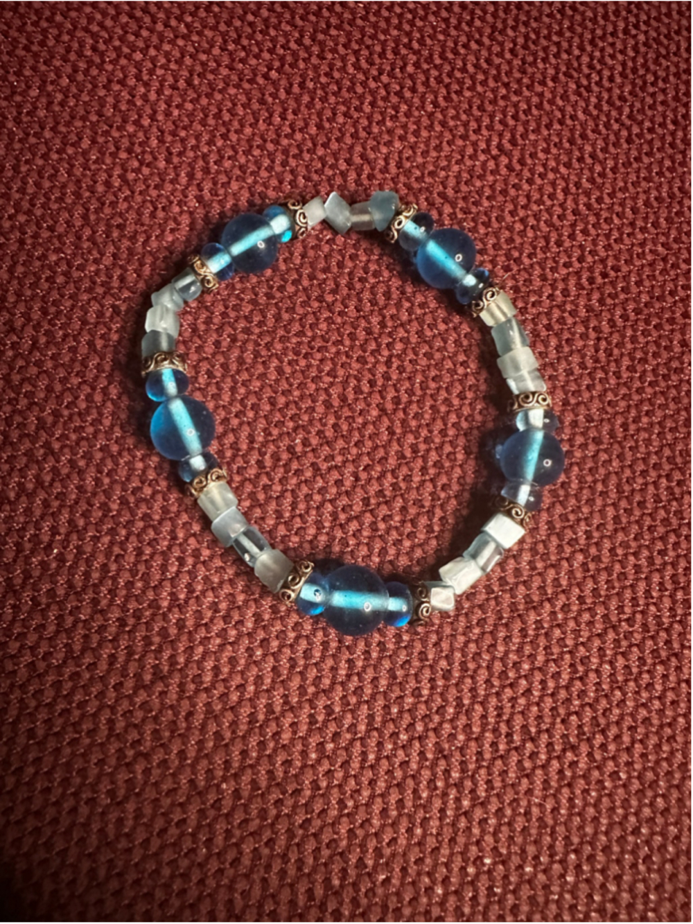 Lia Sophia Blue Silver Beaded Stretch Bracelet